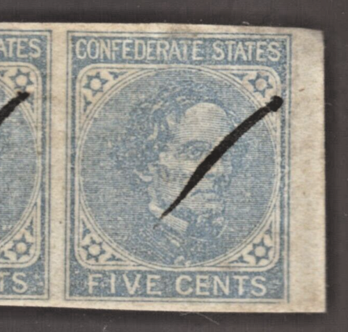 US CSA SC 7 RARE USED PAIR CONFEDERATE STATES XF - Picture 3 of 4