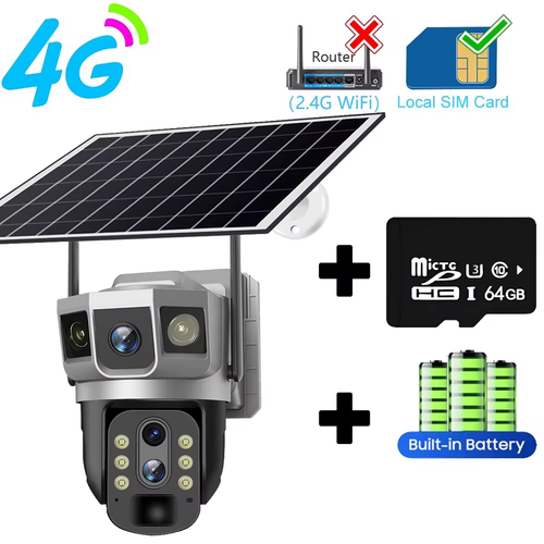 Caméra Episolar Étanche À 3 Lentilles, 4G, 12MP, Batterie Intégrée, Énergie Sola - Zdjęcie 10 z 16