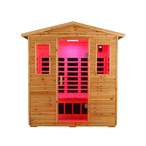 Outdoor Far Infrared Sauna 3Person Adjust Seat Full Spectrum Old Fir Wood 1950W - Picture 12 of 23