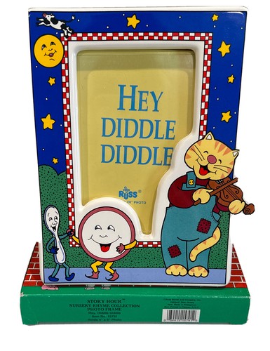 Vintage Russ Kinderreim Fotorahmen Hey Diddle Diddle hält 4" x 6" Foto Neu im Karton - Bild 2 von 15