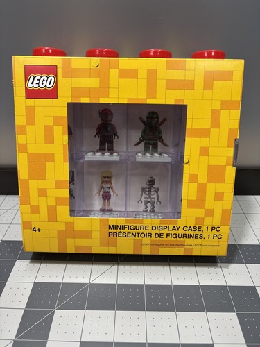 LEGO Display Case For 8 Mini Figures Clear With Red Plastic Gray Bases 8” NEW - Picture 1 of 10