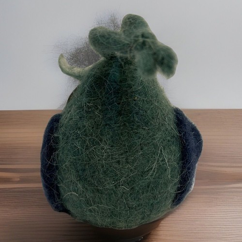 "Adorno de búho de lana de felpa decoración verde 3"" ojos de madera" - Imagen 2 de 4