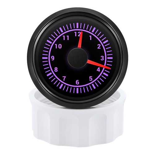 2" 52MM Black Clock gauge 12 Hours 7 Colors LED For Cars Trucks Boat Marine Car - Picture 7 of 20