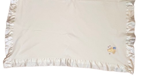 Classic Winnie the Pooh Baby Blanket Hunny Pot Bees Waffle Cotton Satiny Trim - Picture 4 of 9