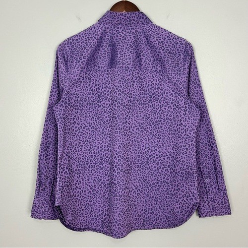 Camisa Jacquard Chico’s Sin Hierro Estampado Animal Para Mujer Talla M Botón Delantero Púrpura - Imagen 4 de 7