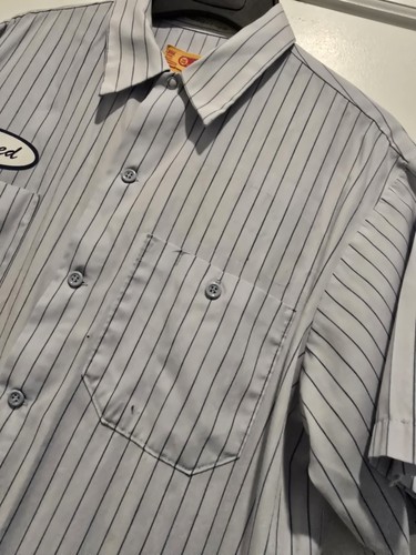 Vintage 80s Work Wear Corporation Hemd Herren Large Button Up USA Hickory "FRED" - Bild 10 von 17