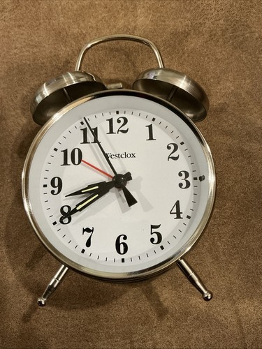 Westclox Big Ben Loud Alarm Clock for Heavy Sleepers Twin Bell Vintage Silver - Picture 4 of 5