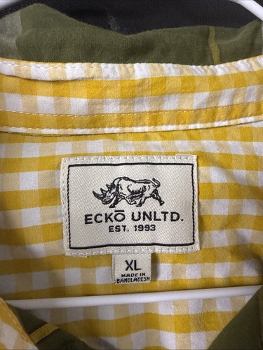 ECKO UNLTD Herren Hemd mit Knopfleiste Gr. XL grün kariert langarm Baumwolle Taschen - Bild 3 von 5