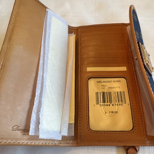 Dooney & Bourke Women’s Wallet Leather Navy Blue Tan Db Logo 4”x7” - Bild 3 von 3
