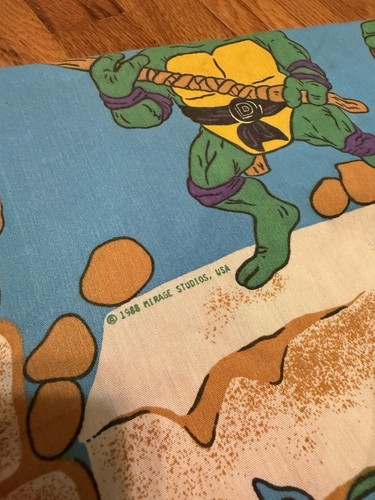 Lenzuolo con angoli Teenage Mutant Ninja Turtles 1988 80 misura tessuto biancheria matrimoniale anni 90 - Foto 5 di 5