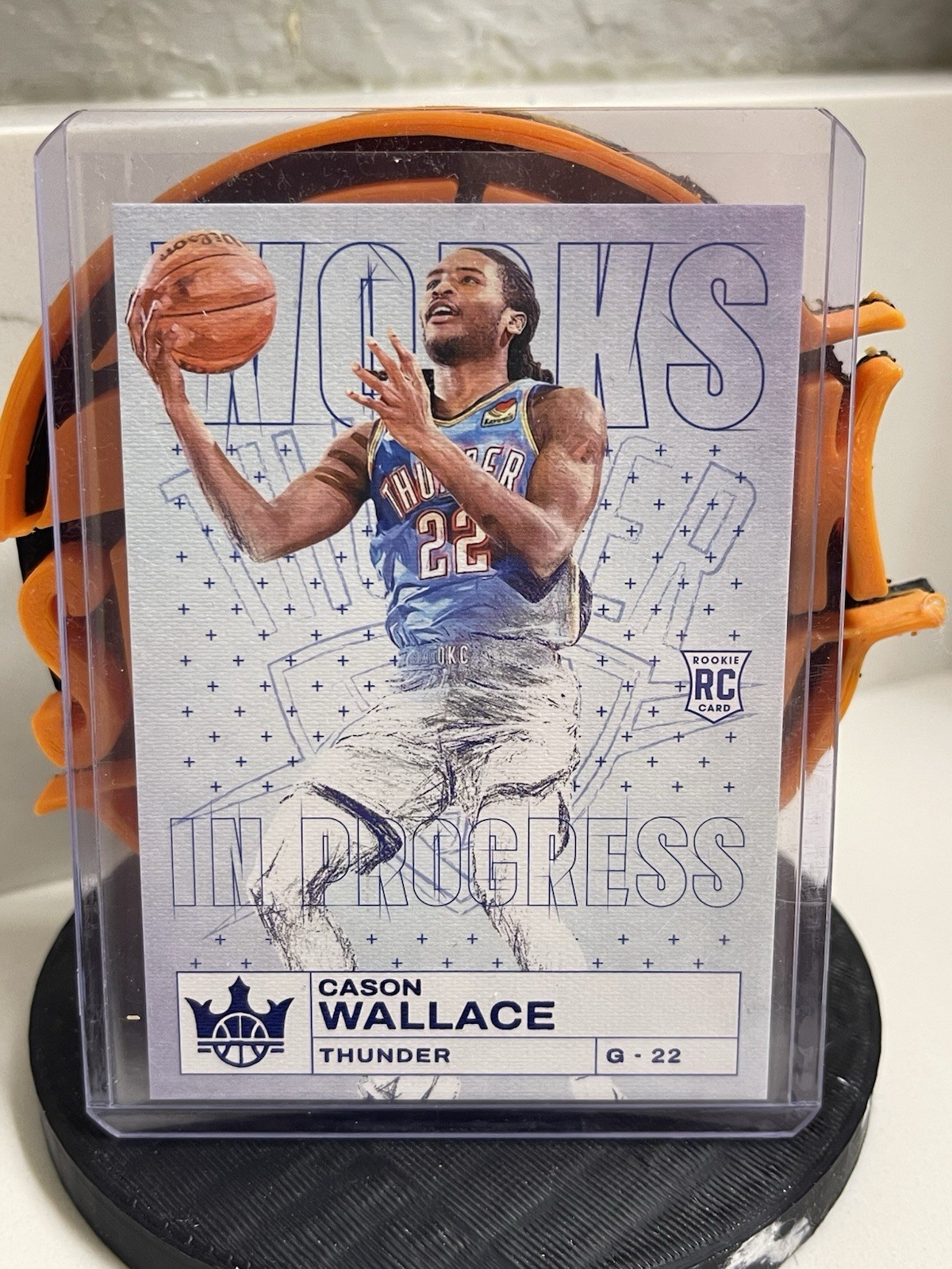 2023-24 Panini Court Kings Works in Progress Cason Wallace #25 Sapphire /25 (RC)