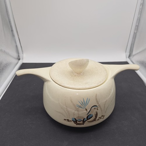 Vintage Mid Century Red Wing Pottery Bob White Quail Pattern Casserole Dish 4 Qt - Picture 2 of 9