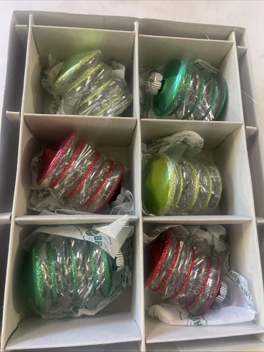 Radko 6 Shiny Brite Clear/Colored Lantern Shaped Ornaments 1940's Style 2014 New - Picture 4 of 7