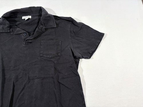 Sunspel Polo grau Baumwolle Mesh Kurzarm Riviera Tasche Kragen Shirt Gr. M - Bild 3 von 11