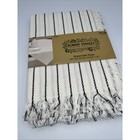 Robert Stanley Farmhouse Striped TABLE THROW White Black 40”x40” Rustic NWT