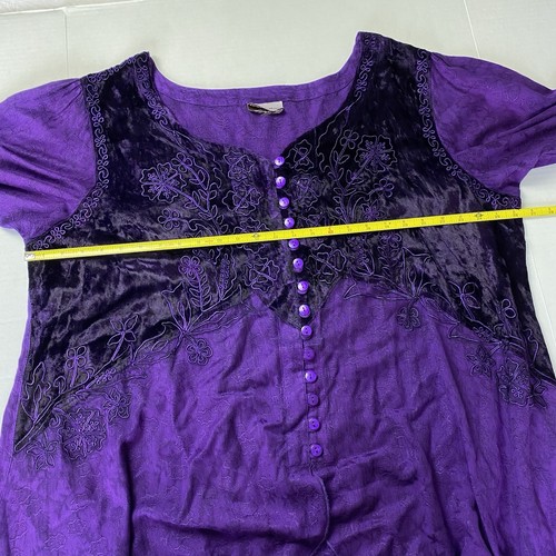 Top túnica de terciopelo bordado Holy Clothing para mujer 3X/4X Royal Purple Festival - Imagen 8 de 9