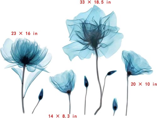 Blue Flower Wall Decals Stickers Peel and Stick Removable Decal - Bild 7 von 8