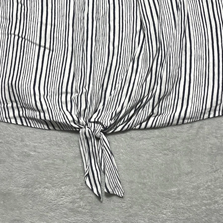 NEW AB Studio Woman 3X Striped Tie Front Off Shoulder Flounce Sleeve Top Blouse - Image 4 of 4