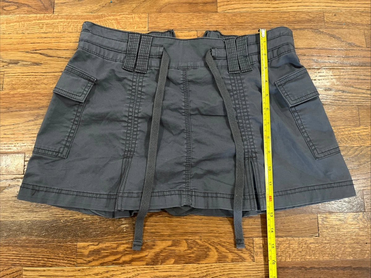 Hollister Skort Mujer Pequeño Gris Tiro Medio Mini Carga Sarga Elastizada