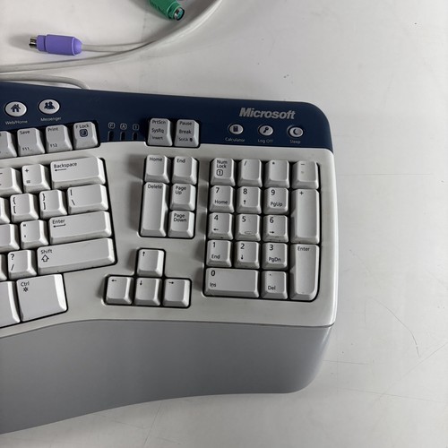 Vintage Microsoft Natural MultiMedia Keyboard 1.0A Ergonomic mit USB Adapter Grau - Bild 4 von 15