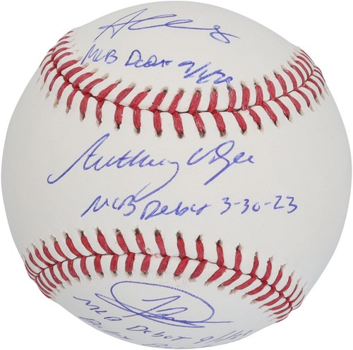 Austin Wells, Anthony Volpe & Jasson Dominguez Yankees Signed Ball w/Inscs LE 23