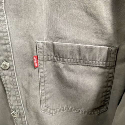 Vintage Gray Levi Brush Popper Button Up Shirt Size LARGE - Picture 3 of 14