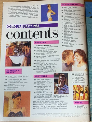 Cosmopolitan Magazine Australia January 1988 Cosmo Sarah Odell Michael Douglas - Picture 2 of 5