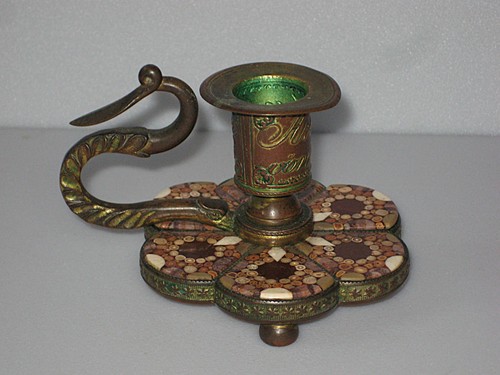 Antiker Grand Tour Mosaik Stein & Bronze Kammerstab - Andenken an Karlsbad - Bild 5 von 24