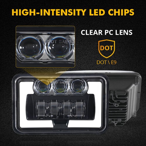 4x 4x6" LED Headlights Hi/Lo Beam DRL Turn Signal For Chevy C10 C20 C30 1981-86 - Bild 3 von 12