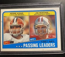 1987 Topps NFL Passing Leaders Joe Montana and Bernie Kosar #215