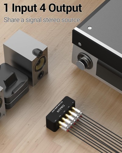 AS-R1 4-Way Audio Splitter Box - 4-Channel Stereo RCA Splitter - Aluminum All... - Imagen 4 de 7