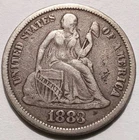 1883 Seated Liberty Silver Dime Fine, Philadelphia 10C coin