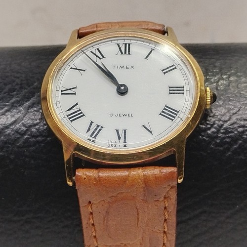 Vintage Herrenuhr 33mm Timex 17 Jewel mit römischen Ziffern 1980 - RAR - Bild 2 von 15