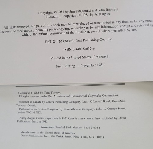 Lote #2 libros de muñecas de papel Nancy Reagan primera familia vintage de 1980 como nuevos de colección - Imagen 6 de 6