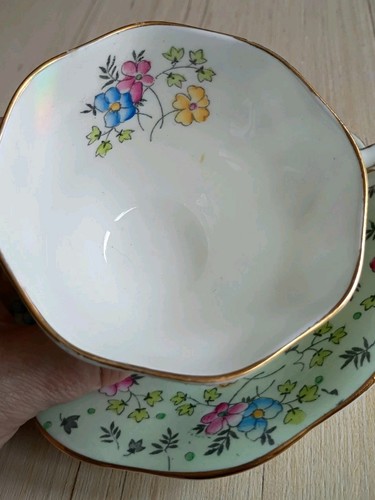 Platillo de taza de té Foley China EB verde floral patrón de chintz porcelana de hueso fino - Imagen 7 de 18