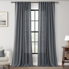 Dark Gray Curtains for Living Room Back Tab Modern Farmhouse Semi Sheer Gray ...