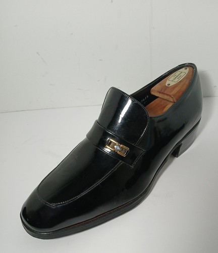 Mocasines Florsheim Royal Designer para hombre con logotipo placa charol negros 9,5D - Imagen 7 de 20