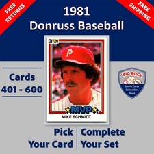 1981 Donruss Baseball Cards #401 - 600 | You Pick | Complete Your Set