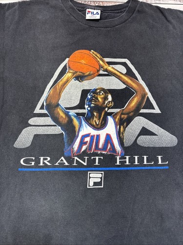 Rare FILA GRANT HILL 90'S VINTAGE SINGLE STITCH BASKETBALL T-SHIRT XL - Picture 2 of 8