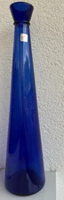 Vintage cobalt blue art glass vase – 14.5” tall – hand blown – Germany