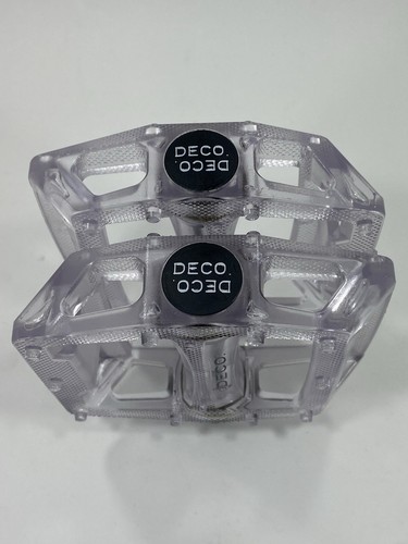 DECO . BMX Pedals 9/16 NOS Clear Plastic PC Platform Rare Freestyle Flatland - Picture 4 of 15