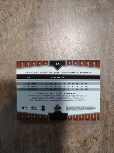 2005 Donruss Champions - Luis Matos #40 Impressions Materials (MEM)(JGA) - Picture 2 of 2