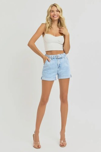 RISEN Full Size High Rise Belted Roll Up Shorts Plus Size - Picture 7 of 8