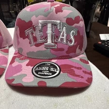 New - (PINK)Texas "TETAS" Rangers Hat Overlap Snapback camo Trucker Cap Unisex