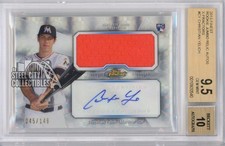 Christian  Yelich 2013 Topps Finest Autograph Jersey Rookie Card 45/149 BGS 9.5. rookie card picture