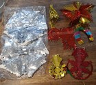 VINTAGE FOIL CHRISTMAS CEILING DECORATIONS GARLANDS GOOD CONDITION X7 RETRO