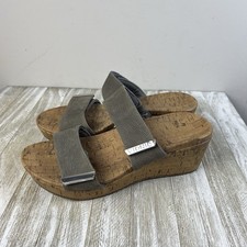 Vionic Sandals Pepper Wedge Slip-on Double Strap TAUPE/SILVER Size 8 Comfort
