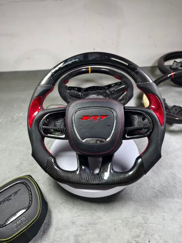 LED Carbon fiber  Steering Wheel Fit Dodge Charger Hellcat Jeep SRT8 2015+ - Picture 1 of 5