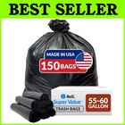 55-60 Gallon Trash Bags | 150 Count | Heavy Duty Black Bags