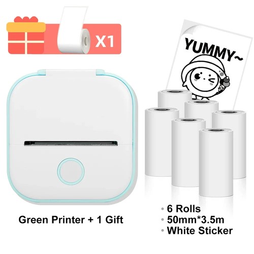 Zielona T02 Mini przenośna drukarka termiczna Bluetooth Naklejka Photo Maker Maszyna - Zdjęcie 11 z 12